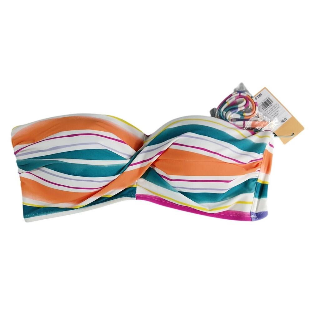 Shade & Shore Swimwear Womens Medium Multicolor Stripe Bikini Top Padded NWT